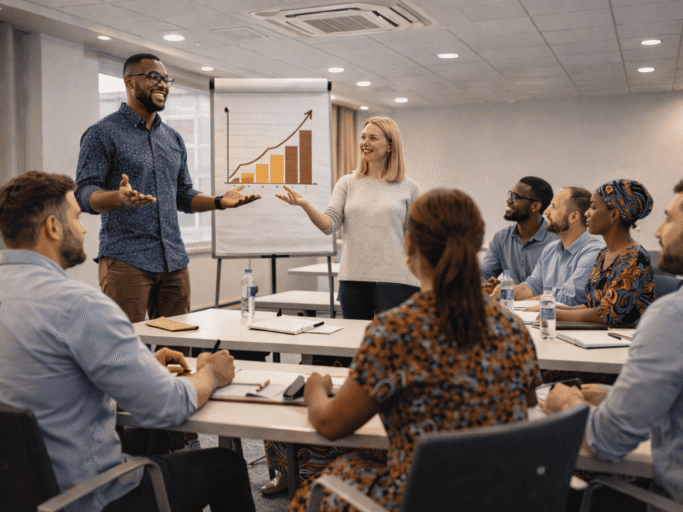 Formation dynamique dans une salle moderne